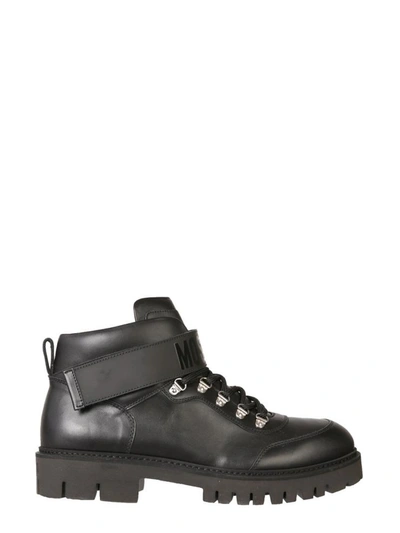 Shop Moschino Hiking Boots In Black