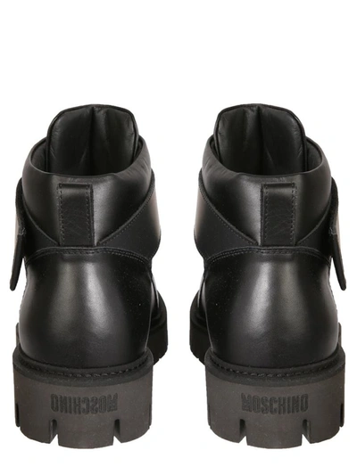 Shop Moschino Hiking Boots In Black