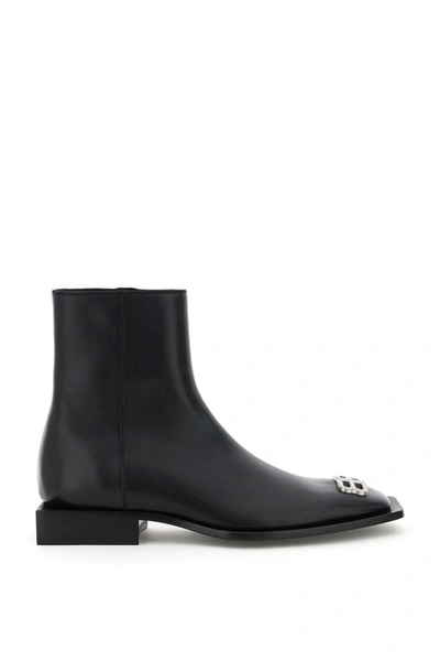 Shop Balenciaga Rim Logo Bb Boots In Black Nikel
