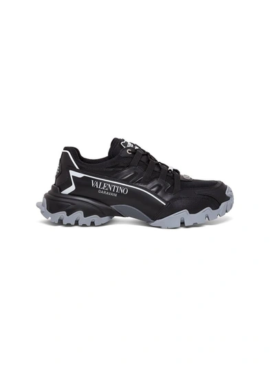 Shop Valentino Climbers Sneakers In Fabric And Leather In Black