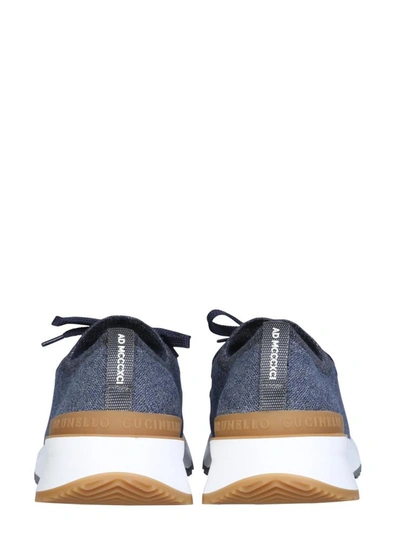 Shop Brunello Cucinelli Knit Sneakers In Blue