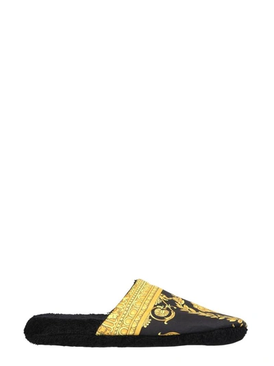 Versace Black Baroque Slippers | ModeSens