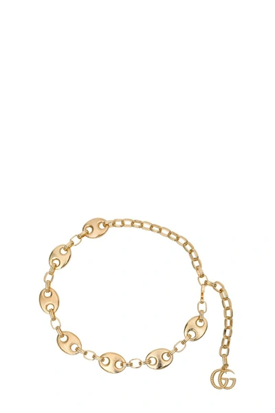 Shop Gucci Textured Marina Chain Belt In Metallic