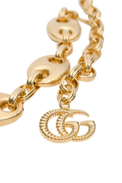 Shop Gucci Textured Marina Chain Belt In Metallic