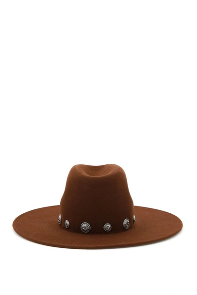 Shop Maison Michel Eliza Fedora Hat With Studs In Cinnamon