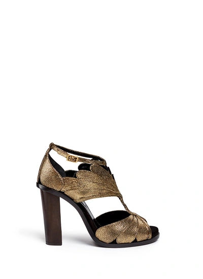 Lanvin Petal Metallic Leather Sandals