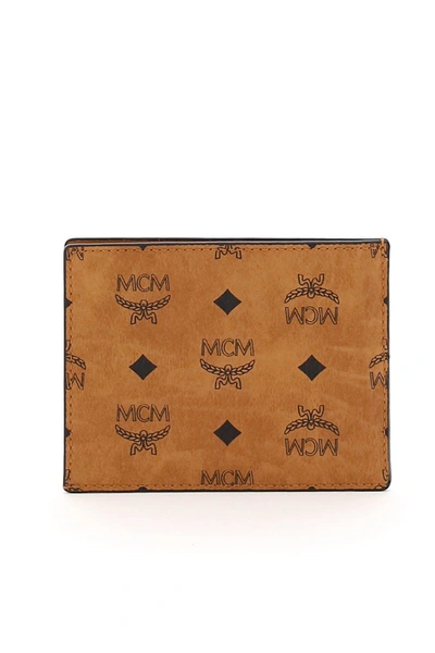 Shop Mcm Visetos Card Holder In Cognac