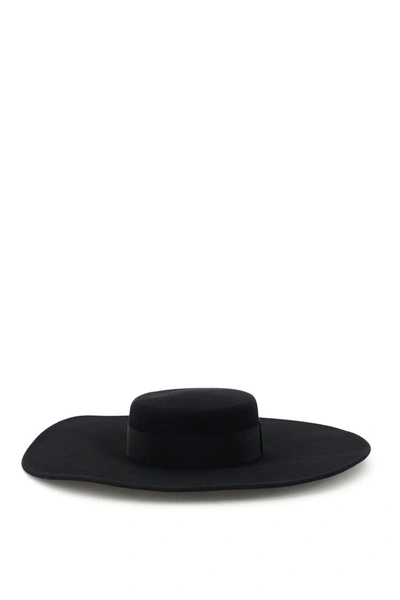 Shop Ruslan Baginskiy Large-brimmed Felt Canotier Hat In Black