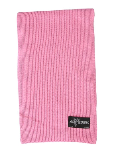 Shop Msgm Cupid Label Scarf In Pink