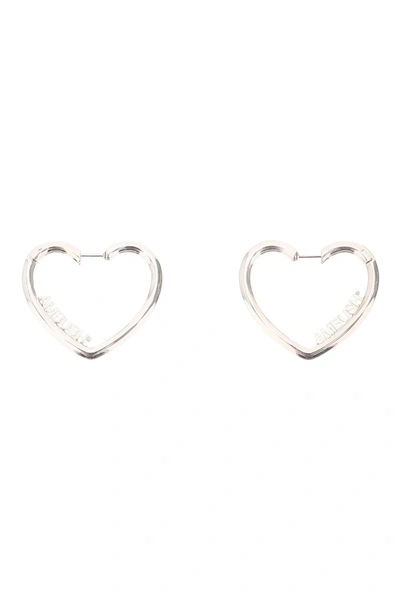 Shop Ambush Ladies Small Heart Hoop Earrings In Silver Silver