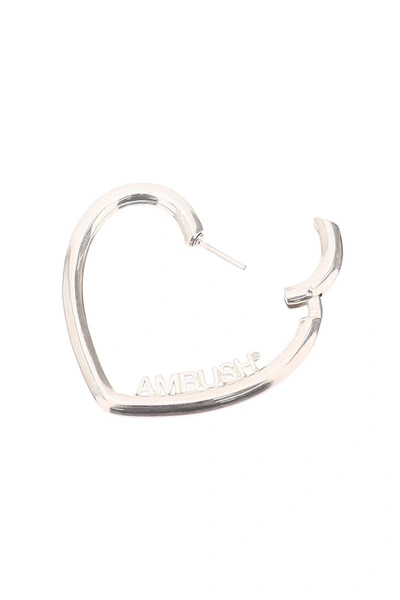 Shop Ambush Ladies Small Heart Hoop Earrings In Silver Silver