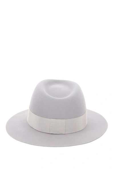 Shop Maison Michel Andre Felt Trilby Hat In Pearl Grey
