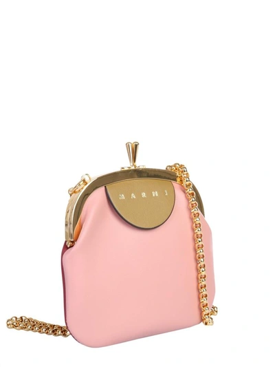 Shop Marni Wallet With Chain And Logo In Pink