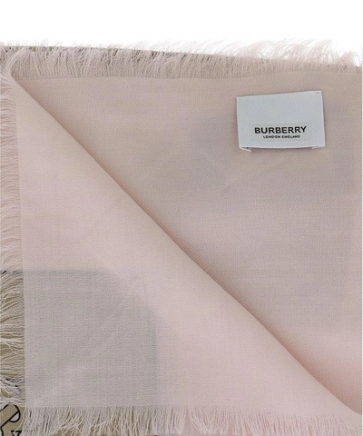 Shop Burberry "tb Monogram" Cashmere Scarf In Pink