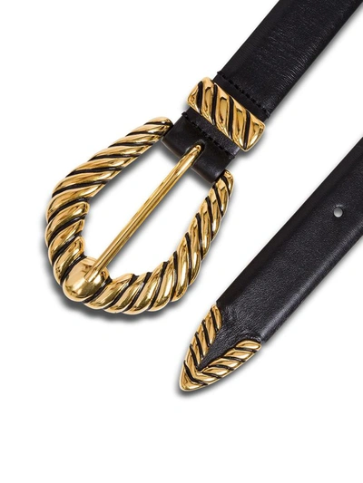 Shop Alberta Ferretti Leather Belt With Golden Buckle In Black