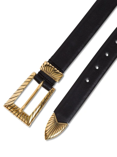 Shop Alberta Ferretti Belt With Golden Buckle In Black