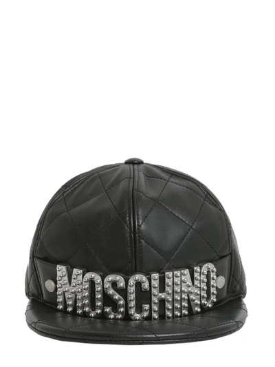 Shop Moschino Quilted Cap In Black