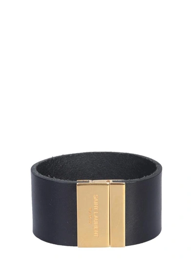 Shop Saint Laurent Bracelet With Magnetic Plate In Black