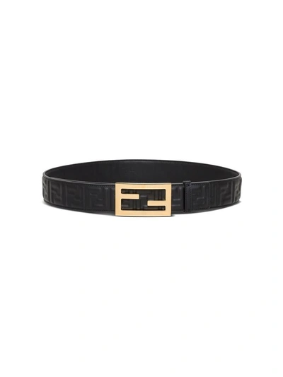 Shop Fendi Leather Belt Ff In Black