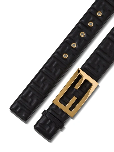 Shop Fendi Leather Belt Ff In Black