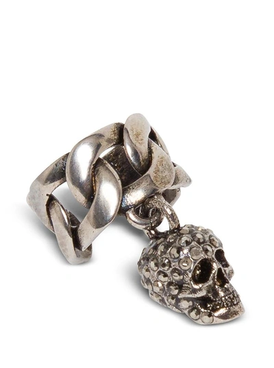 Shop Alexander Mcqueen Skull Chain Earcuff In Metallic