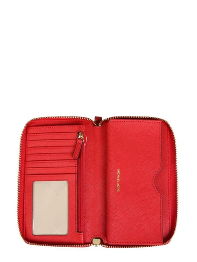 Shop Michael Michael Kors "jet Set" Wallet In Red