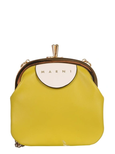 Shop Marni Wallet With Chain And Logo In Yellow