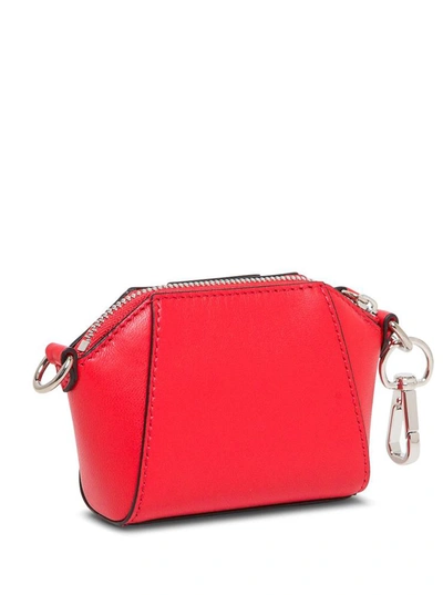 Shop Givenchy Antigona Mini Bag In Leather With Chain Shoulder Strap In Red