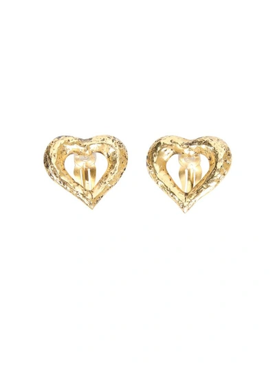 Shop Saint Laurent Clip Earrings In Gold