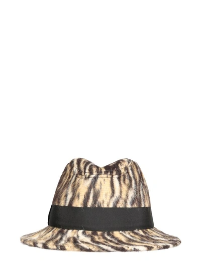 Shop Saint Laurent Wide-brimmed Hat In Animalier