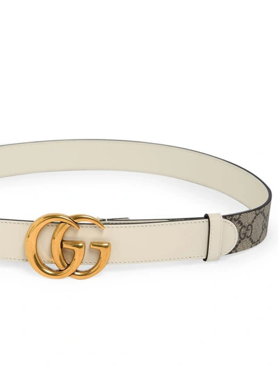 Shop Gucci White Gg Supreme Belt