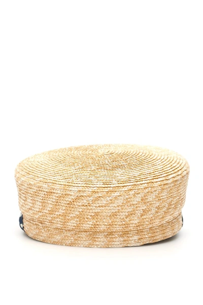 Shop Maison Michel Abby Straw Hat In Natural Navy