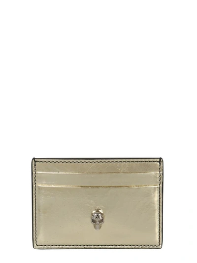 Shop Alexander Mcqueen Card Holder With Skull In Gold