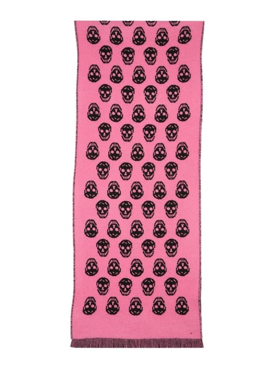 Shop Alexander Mcqueen Reversible Scarf With Skull In Pink