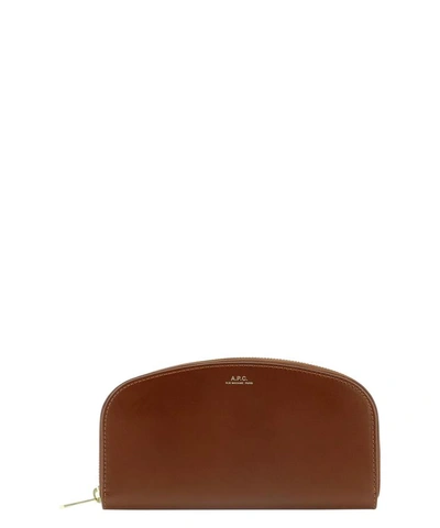 Shop A.p.c. "demi Lune" Wallet In Brown