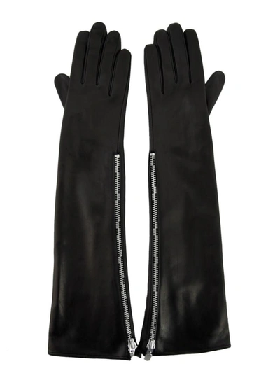 Shop Sermoneta Gloves Leather Gloves In Black