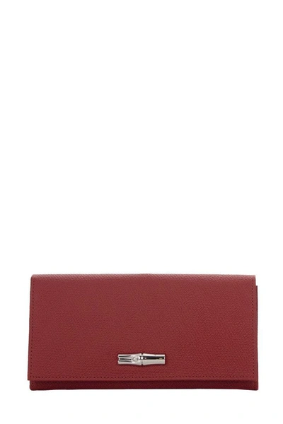 Shop Longchamp Roseau Long Continental Wallet In Red