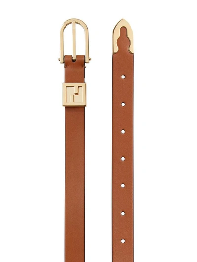 Shop Fendi Belts Leather Brown