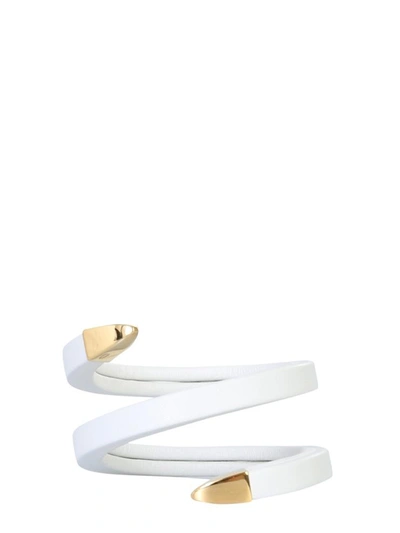 Shop Bottega Veneta Spiral Bracelet In White