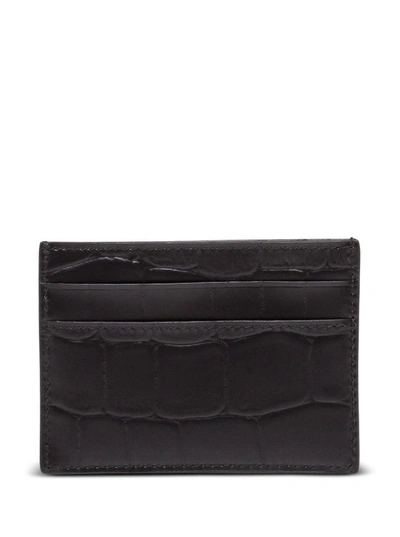 Shop Balenciaga Crocodile Print Leather Card Holder In Black