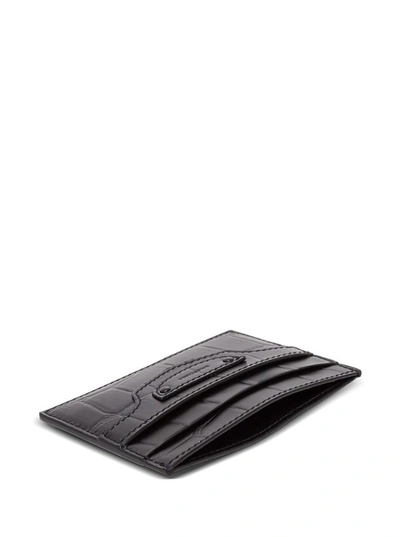 Shop Balenciaga Crocodile Print Leather Card Holder In Black