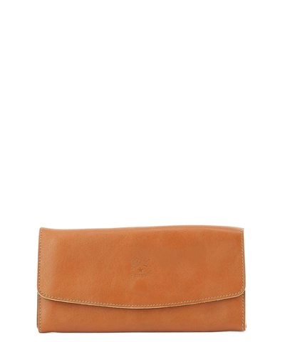 Shop Il Bisonte Leather Wallet With Logo In Brown