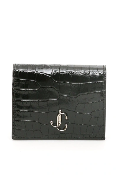 Jimmy Choo Monogram Hanne Wallet In Black