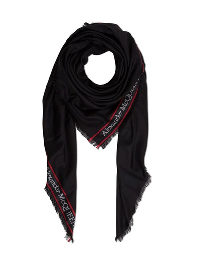 Shop Alexander Mcqueen Shawl With Selvedge In Black