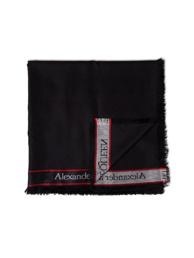 Shop Alexander Mcqueen Shawl With Selvedge In Black