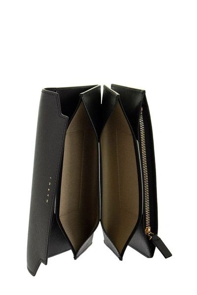 Shop Marni Bellows Wallet In Saffiano Leather In Black