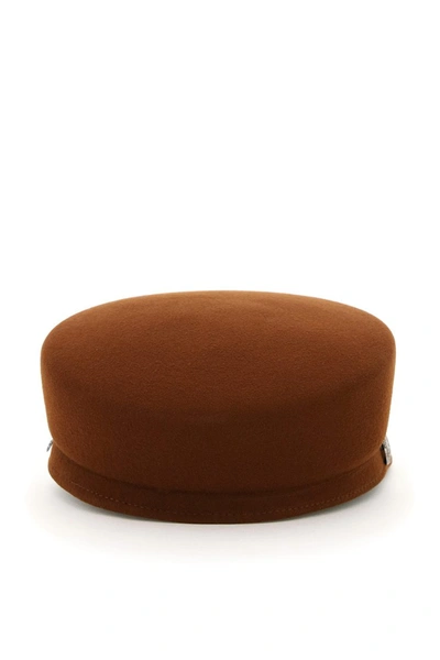 Shop Maison Michel Abby Felt Beanie With Studs In Cinnamon