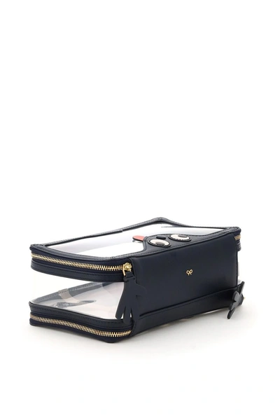 Shop Anya Hindmarch In-flight Travel Case Zany Face In Clear Marine
