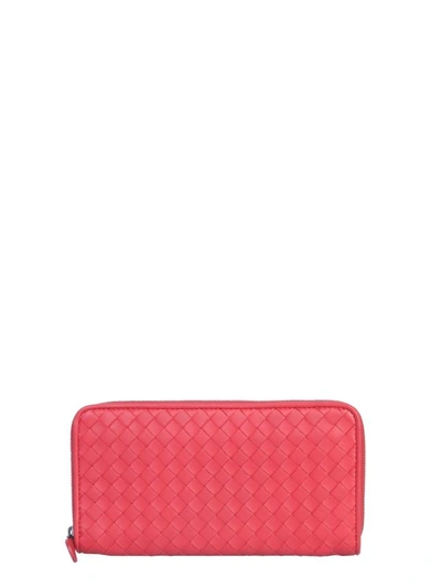 Shop Bottega Veneta Zip Wallet In Red