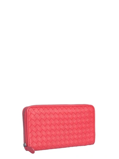Shop Bottega Veneta Zip Wallet In Red